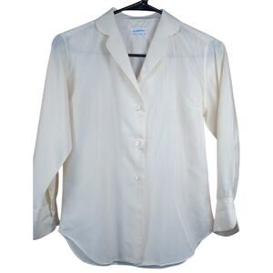 Vtg Saks Fifth Avenue TDS The Designer Salon Ivory Silk Satin Blouse Size 8